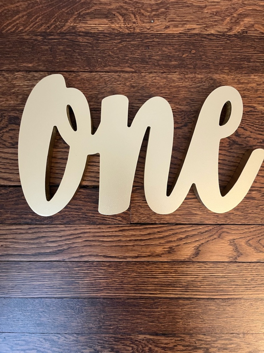 Gold "One" Script Tabletop Sign, First Birthday Sign - Picture 2 of 4
